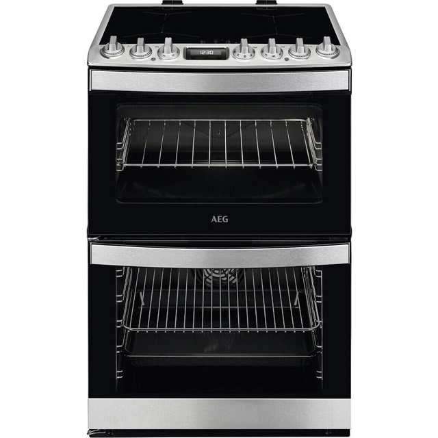 AEG CIB6743ACM Freestanding Double Oven Induction Hob Cooker, Stainless Steel