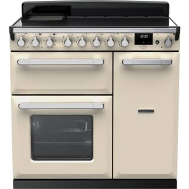 Rangemaster Estel Deluxe ESDL90EIPPCR/CM1 90cm Electric Range Cooker with Induction Hob - Cream / Chrome - A/A Rated