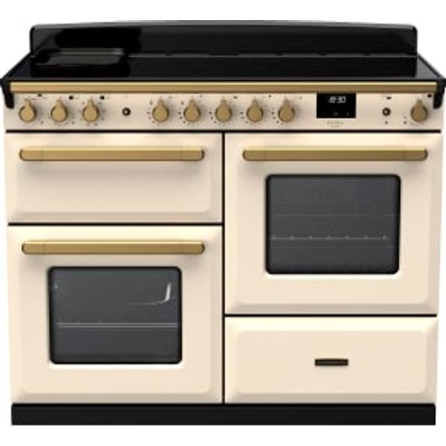 Rangemaster Estel Deluxe Offset Cavity ESDLO110EIPPCR/CM1 110cm Pale Cream Freestanding Induction Range Cooker - Chrome Trim