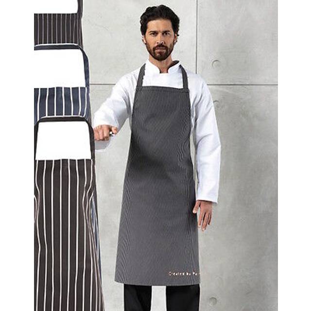 Premier Classic Striped Bib Apron PR110 Black / Grey One Size Colour: