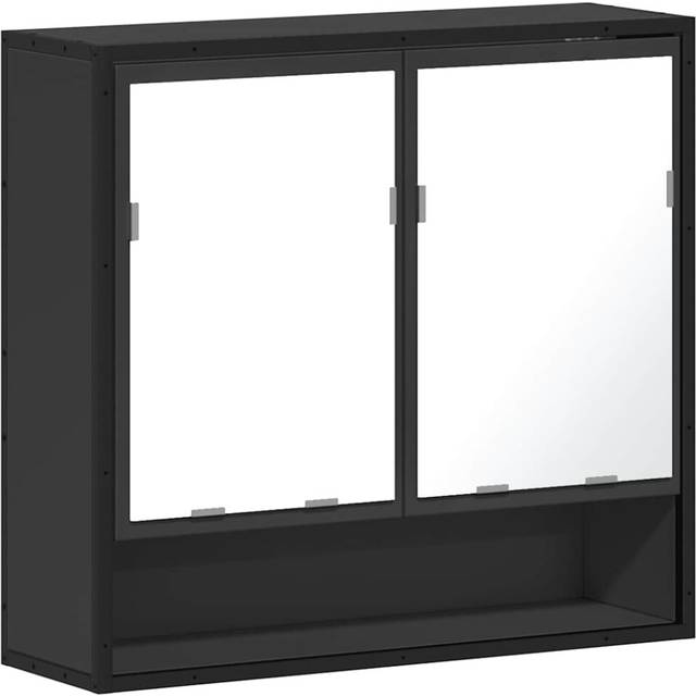 vidaXL Bathroom Mirror Cabinet Black 65x20x60 cm Engineered Wood