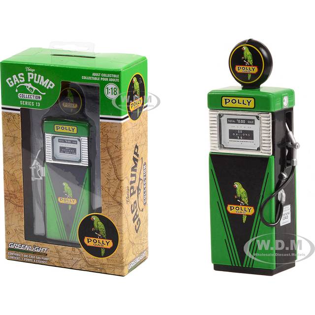 1951 Wayne 505 Gas Pump &#34;Polly Gas&#34; Green and Black &#34;Vintage Gas Pumps&#34; Series 13 1/18 Diecast Replica by Greenlight
