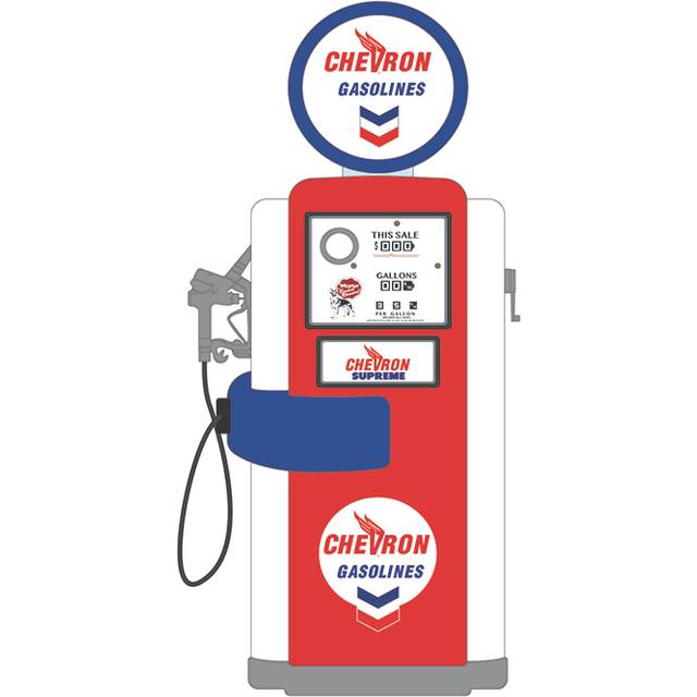1948 Wayne 100-A Gas Pump &#34;Chevron&#34; Red and White &#34;Vintage Gas Pumps&#34; Series 16 1/18 Diecast Replica by Greenlight
