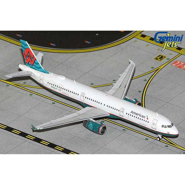 Airbus A321 Commercial Aircraft &#34;American Airlines - America West Heritage Jet&#34; (N580UW) White with Tail Graphics 1/400 Diecast Model Airplane by Gem