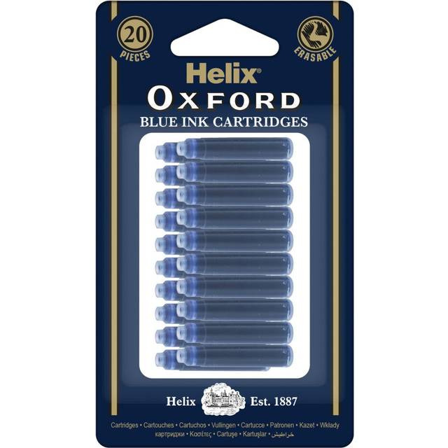 Helix Oxford Erasable Ink Cartridges - Blue (Pack of 20)
