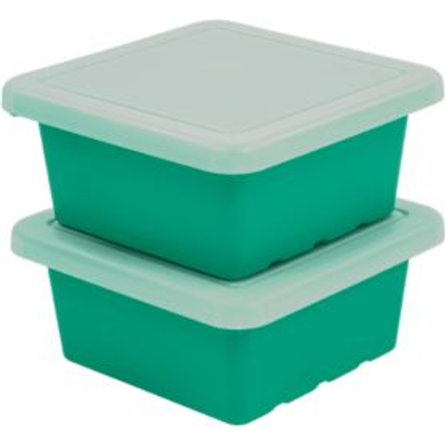ECR4Kids Square Bin with Lid  Storage Containers  Emerald  2-Pack