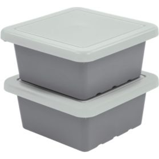 ECR4Kids Square Bin with Lid  Storage Containers  Grey  2-Pack