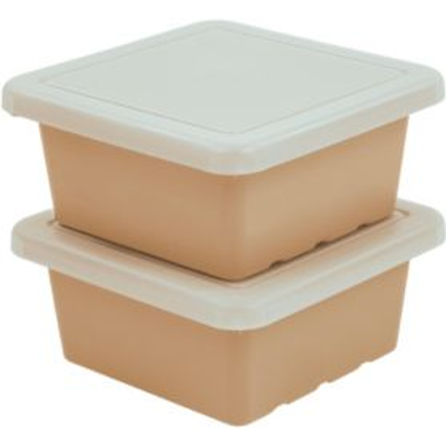 ECR4Kids Square Bin with Lid  Storage Containers  Sand  2-Pack