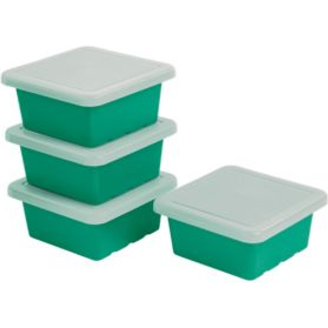 ECR4Kids Square Bin with Lid  Storage Containers  Emerald  4-Pack