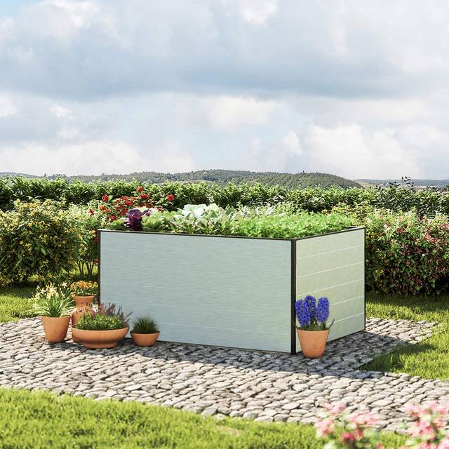 GFP Raised Garden Bed Aluminium Christina - 150x77x77 cm dimensionally stable and weatherproof with aluminium hollow chamber profiles - aluminium