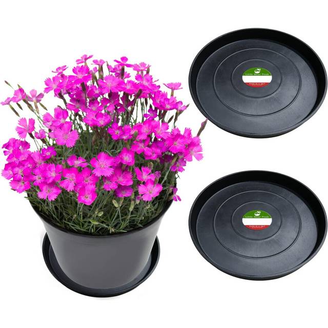 Little Bear Peak Round Composite Plant Saucer/Tray (2-Pack) | 60% Recycled Plastics & 40% Stone/Wood Powder | Heavy-Duty Water Catcher | Indoor & Outd