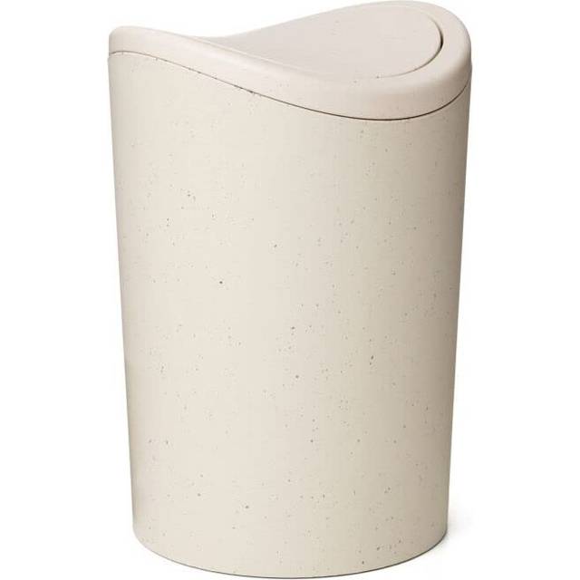 Superio Small Bathroom Trash Can with Lid  Modern White Mini Waste Bin with Swing Lid (1 1/2 Gallon  6 Liter) Plastic Garbage Can for Kitche