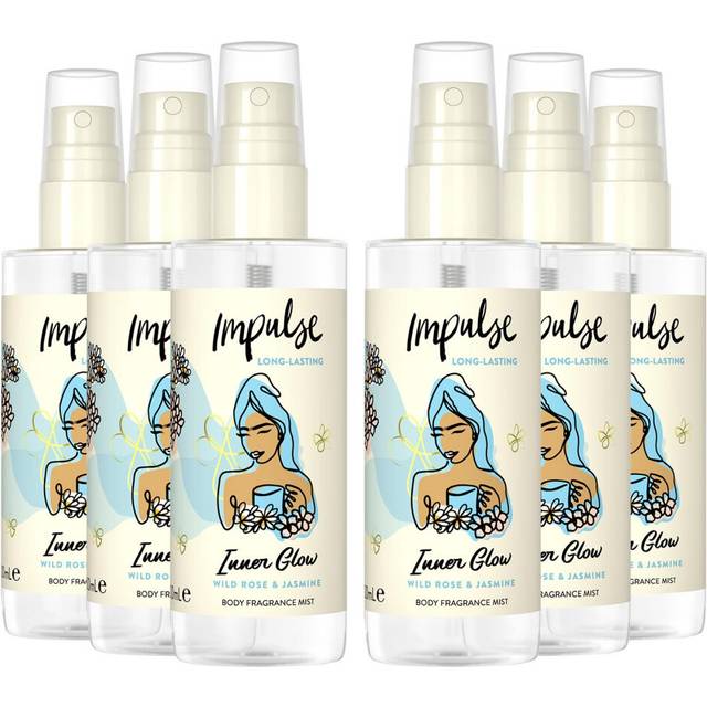 Impulse Body Mist Inner Glow with Wild Rose 100ml, 6 Pack