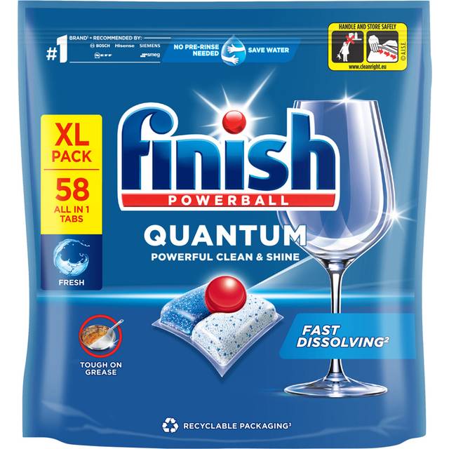 Pack of 58 Finish Quantum Regular Dishwasher Tablets - White and Blue