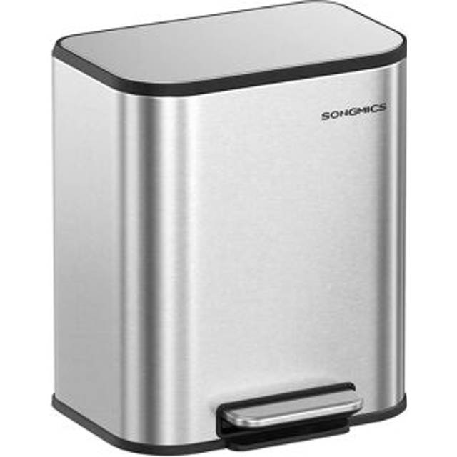 20L Kitchen Trash Bin with Non-Slip Pedal, Metallic Silver