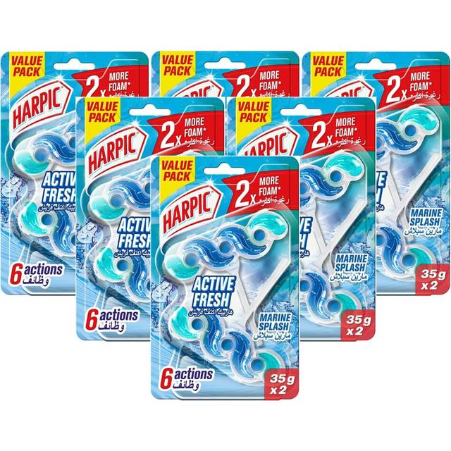 12x35g Harpic Active Fresh Toilet Cleaner Rim Block - Marine Splash (Exp 05/23)