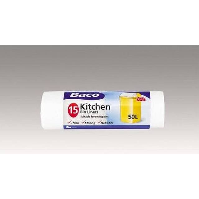 Baco Swing Bin Liner 50ltr Draw Tie Handle Roll 15