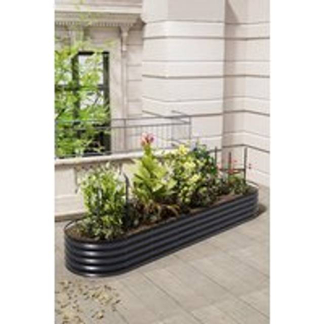 Living And Home Oval-Shaped Galvanized Steel Raised Garden Bed In Black - M