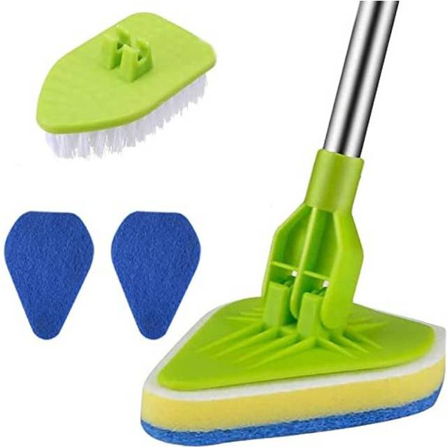Multifunction Tub and Tile Scrubber Brush Extendable Long Handle 37.4In Bathroom Cleaner Sponge Scrubber for Cleaning Shower Bathtubs Tiles Glass