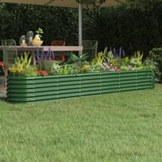 Garden Raised Bed Powder-coated Steel 260x40x36 cm Green - One Size
