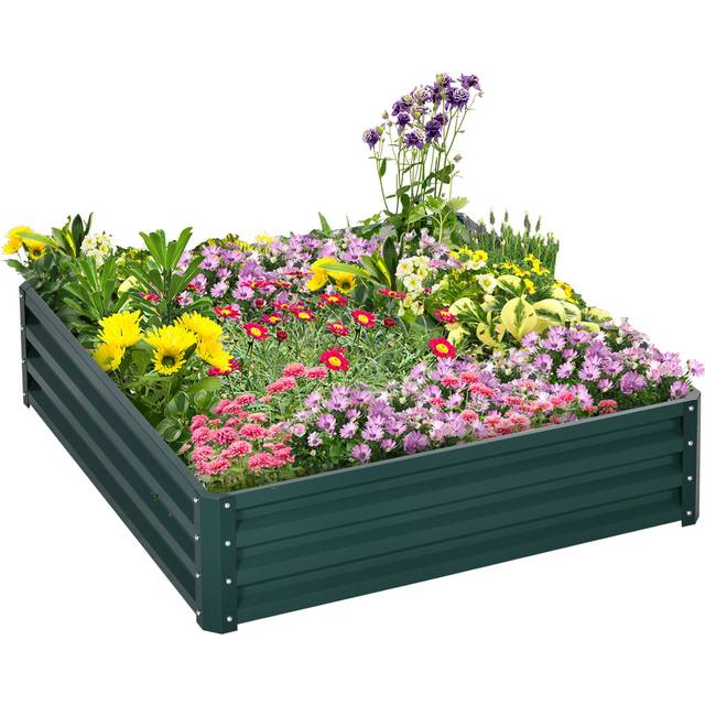Outsunny Square Raised Garden Bed Box - Green - 5 x 34.5 x 126cm