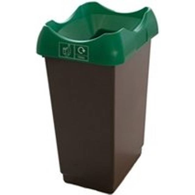 Recycling Bin c/w Sticker; Open Hole; 50L Grey Body Green Lid Plastic
