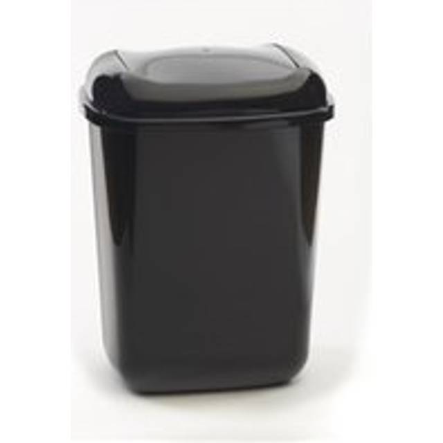 Push Spring Lid Bin c/w Sticker; 12L Dark Grey Body Grey Lid Plastic