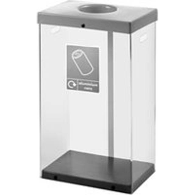 Clear Recycling Bin c/w Sticker 60L; Clear Body; Grey Lid; Plastic