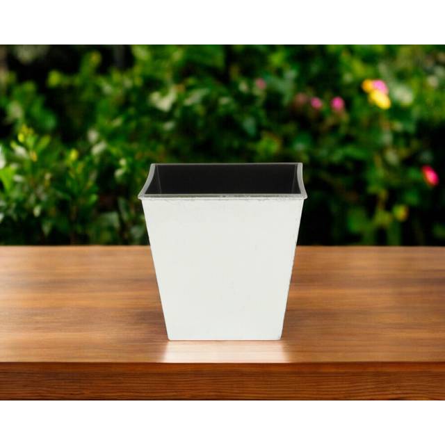 5 Silver Recycled Plastic Indoor Outdoor Square Nursery Pot