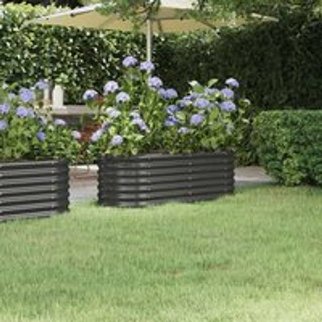 Garden Raised Bed Powder-coated Steel 114x40x36 cm Anthracite - Black - One Size