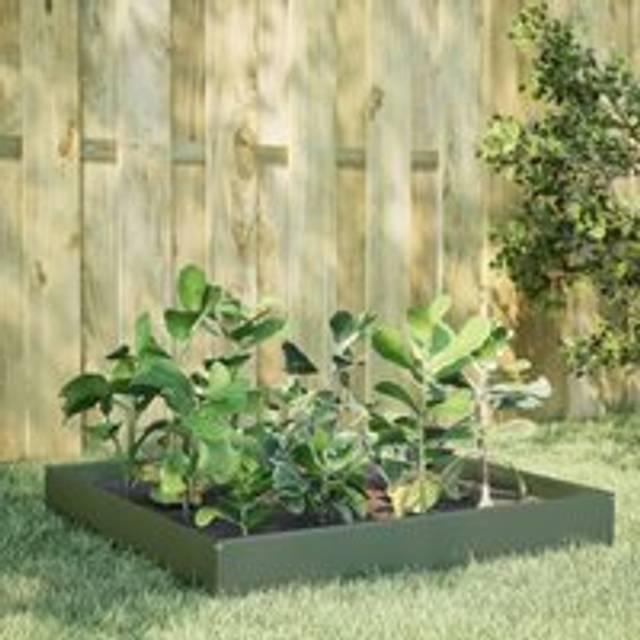 Garden Raised Bed Olive green 100x100x26 cm Steel - Green - One Size
