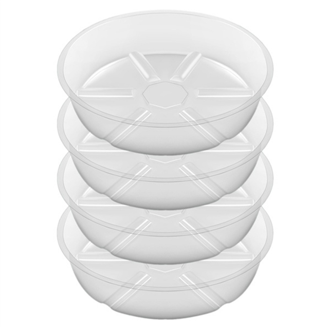 4Pack Clear Plant Saucer 8Inch Plastic Saucers Thicker Tray Flower Pot for Indoor Outdoor Garden