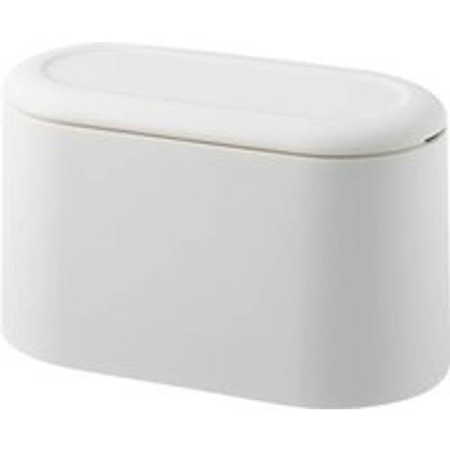Cyslmuk - Mini trash can with lid, small trash can, desk trash can, mini countertop trash can, micro trash can, white