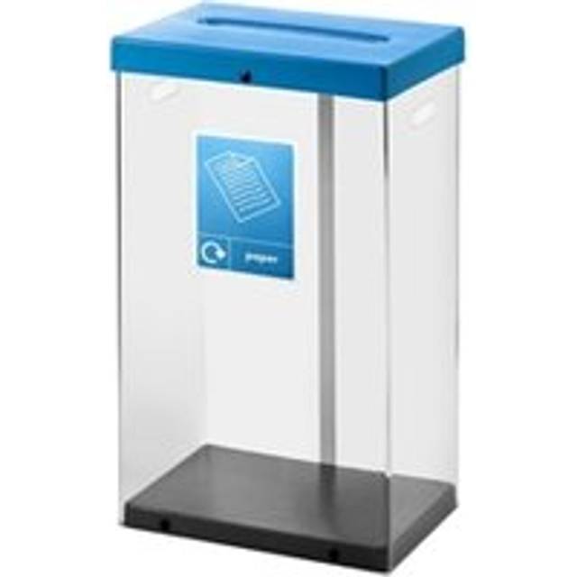 Clear Recycling Bin c/w Sticker 60L; Clear Body; Blue Lid; Plastic