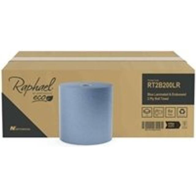 Raphael Roll Towel 2-Ply 200m x 200mm Blue (Pack of 6) RT2B200LRDS