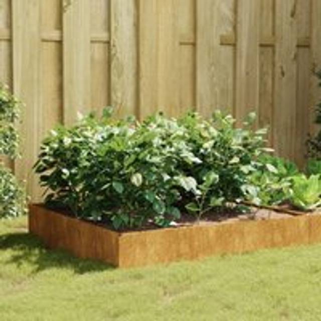 Garden Raised Bed 100x100x33.5 cm Corten Steel - Brown - One Size