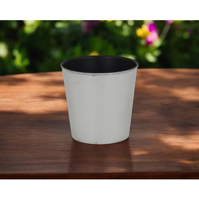 5 Silver Recycled Plastic Indoor Outdoor Round Pot Planter