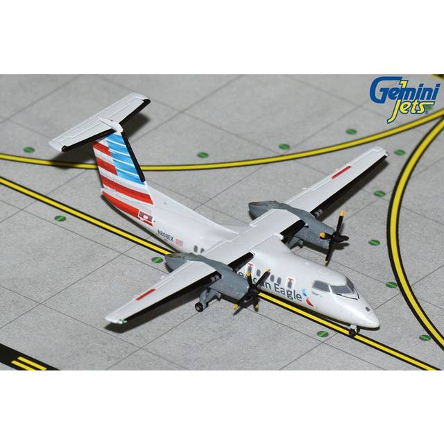 Bombardier Dash 8-100 Commercial Aircraft "American Airlines - American Eagle" (N808EX) Gray with Striped Tail 1/400 Diecast Model Airplane by Gemini