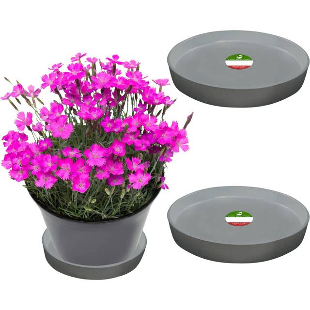Little Bear Peak Round Composite Plant Saucer/Tray (2-Pack) | 60% Recycled Plastics & 40% Stone/Wood Powder | Heavy-Duty Water Catcher | Indoor & Outd