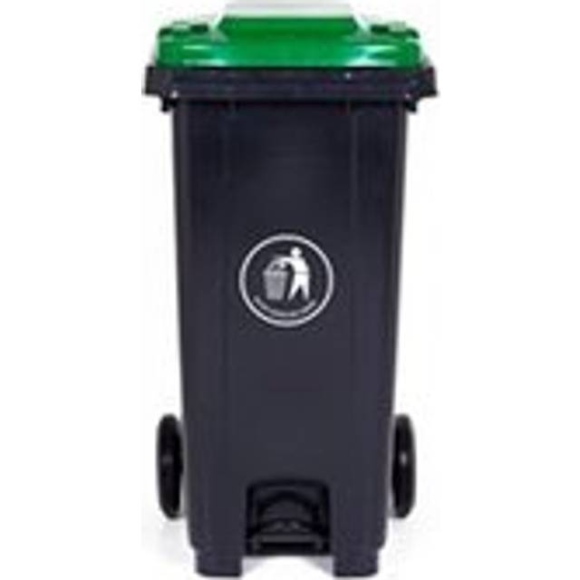Pedal Wheeled Bin; 120L; Polypropylene; Dark Grey/ Dark Grey Lid