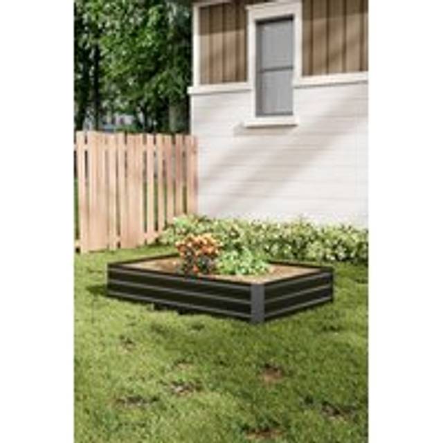 120cm W x 90cm D Charcoal Galvanized Steel Raised Garden Bed Planter Box - One Size