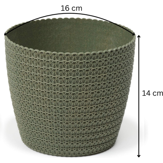 (Forest Green, 14 cm x 16 cm) Eco Flower Pot Herbs Plastic with 30% Wood
