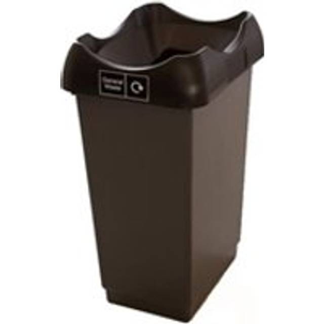 Recycling Bin c/w Sticker; Open Hole; 50L Grey Body Black Lid Plastic