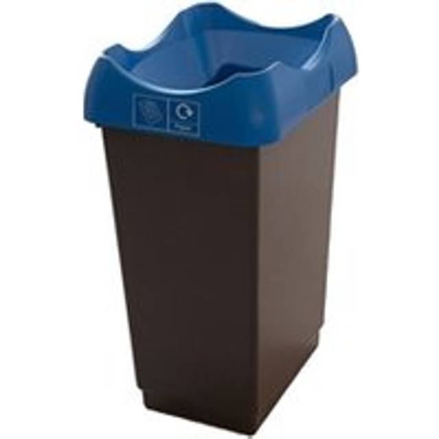 Recycling Bin c/w Sticker; Open Hole; 50L Grey Body Blue Lid Plastic
