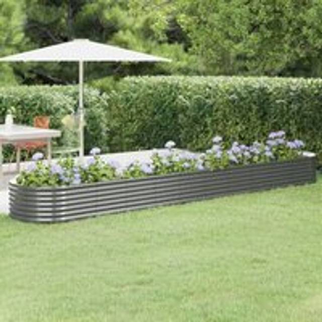 Garden Raised Bed Powder-coated Steel 440x80x36 cm Grey - One Size