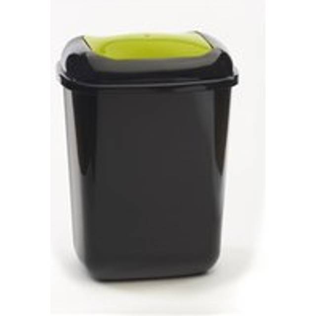 Push Spring Lid Bin c/w Sticker; 45L Dark Grey Body Orange Lid Plastic