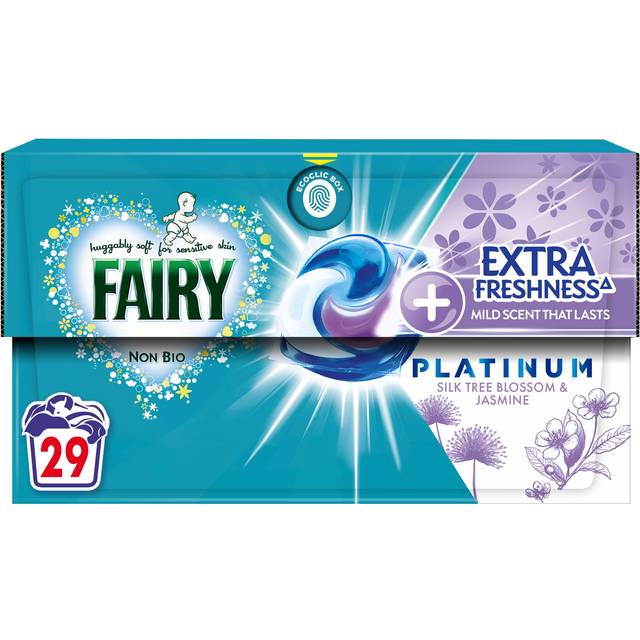 Fairy Non Bio Platinum Washing Liquid PODS, 29 Washes, Silk Tree Blossom & Jasmine