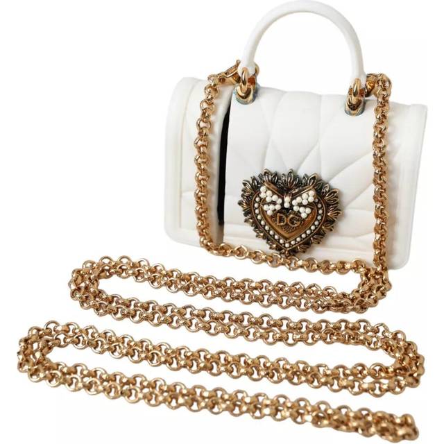 Dolce & Gabbana, Väska, Dam, ONE Size, Hjärtomslag Airpod-fodral med Kedja - white (ONE SIZE)