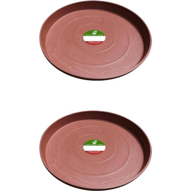 Little Bear Peak Round Composite Plant Saucer/Tray (2-Pack) | 60% Recycled Plastics & 40% Stone/Wood Powder | Heavy-Duty Water Catcher | Indoor & Outd