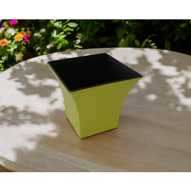 5 Yellow Recycled Plastic Indoor Outdoor Square Pot Planter